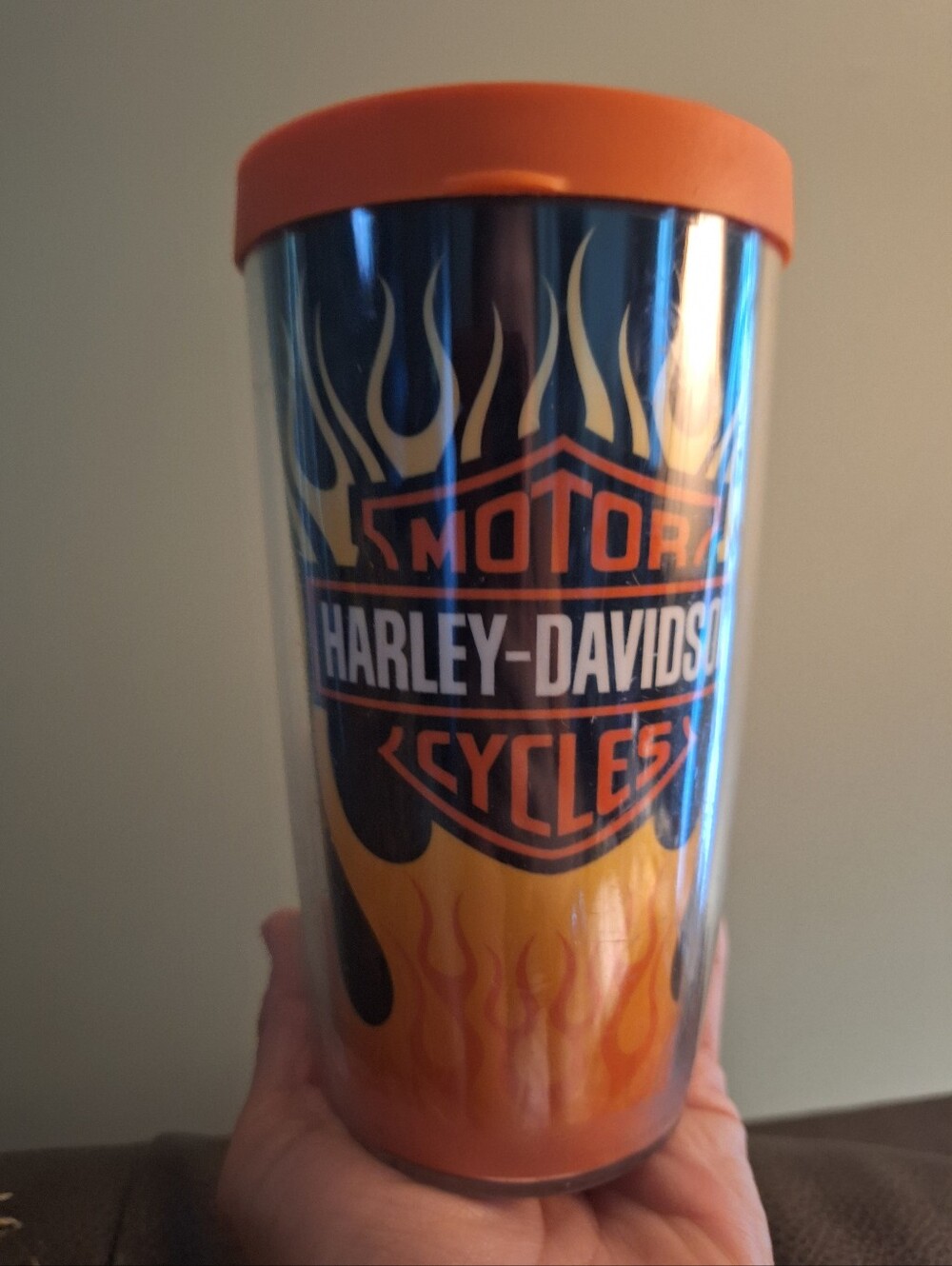 Harley-Davidson Tervis Tumbler 24oz Insulated Cup With Flame Graphic & Lid